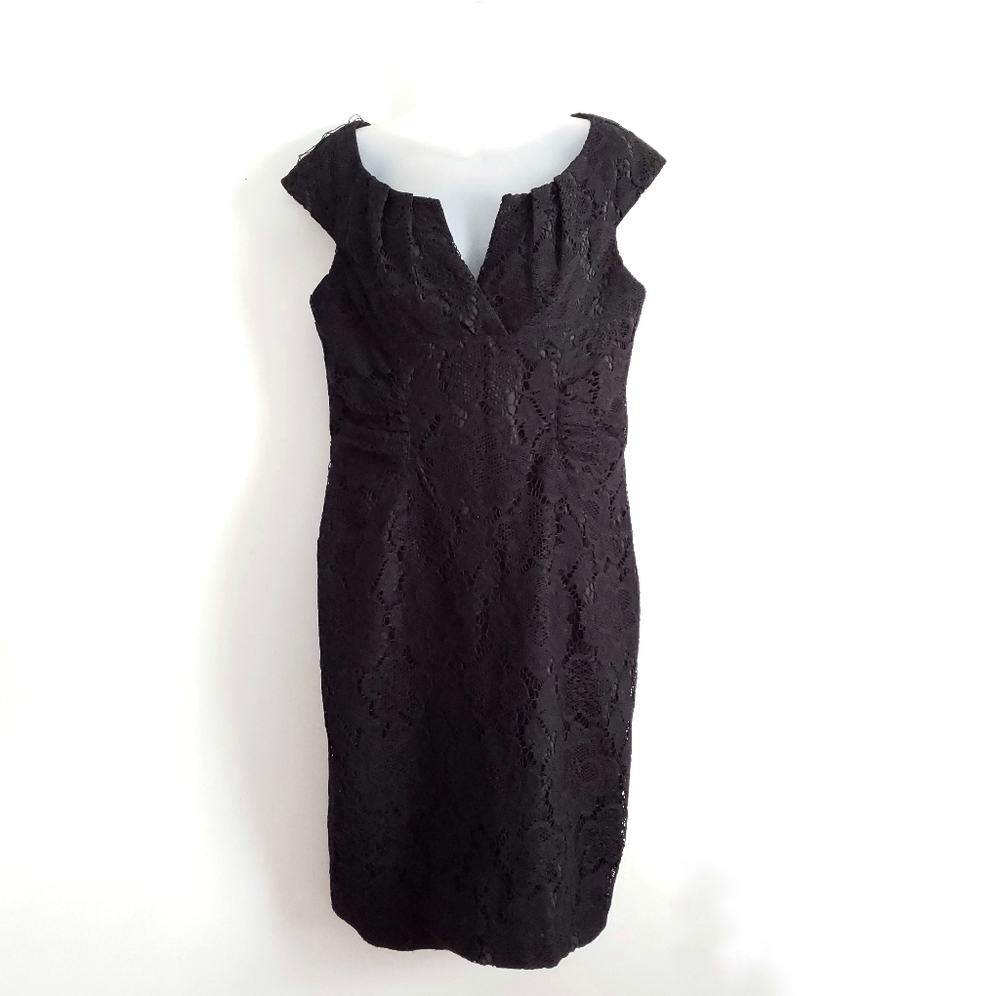 Adrianna Papell Split V-Neck Lace Dress